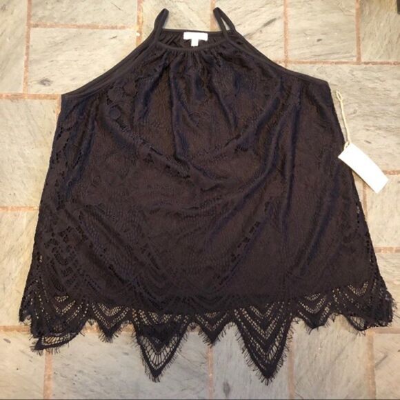 NWT - Paper + Tee Black Lace Sleeveless Top - Picture 1 of 4